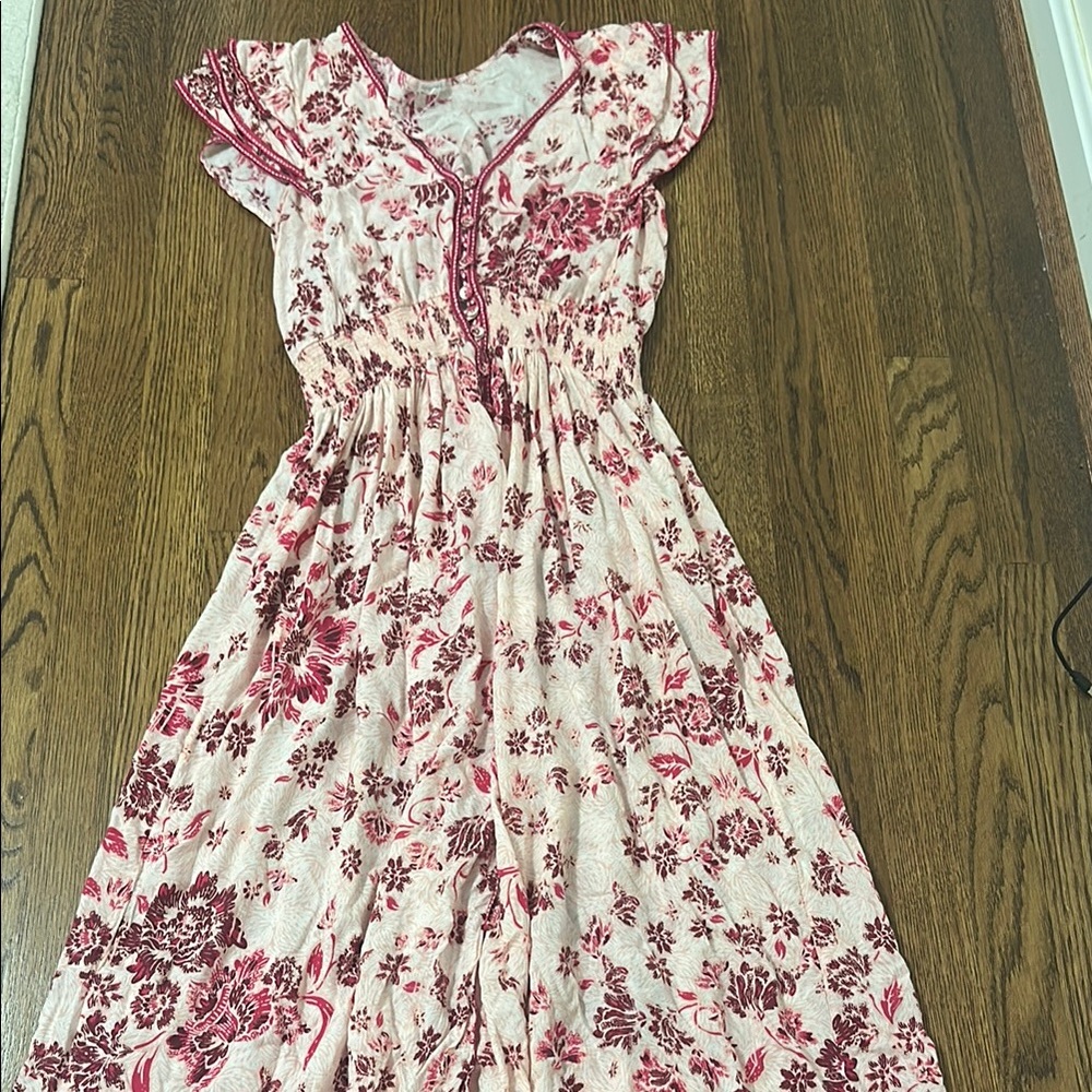 Poupette St. Barth Pink and Red Floral Dress
